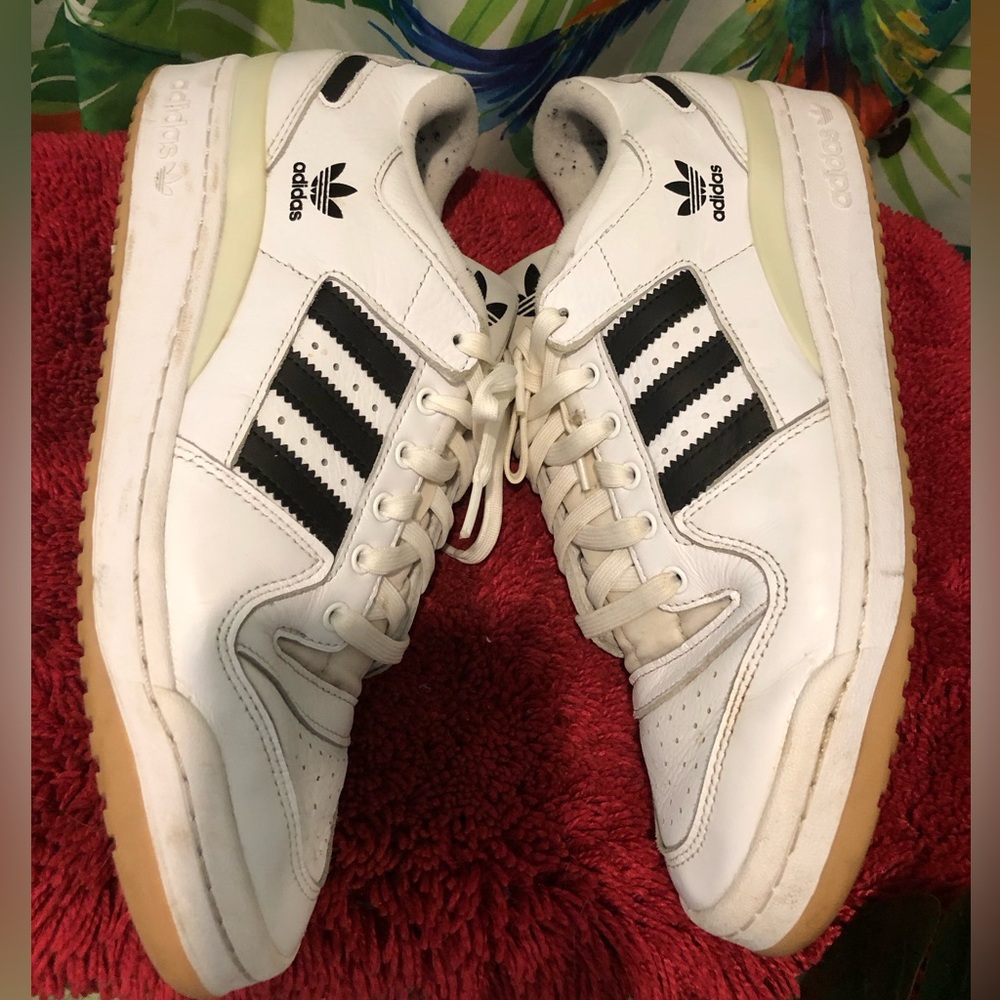adidas White Sneakers with Black Three-Stripes